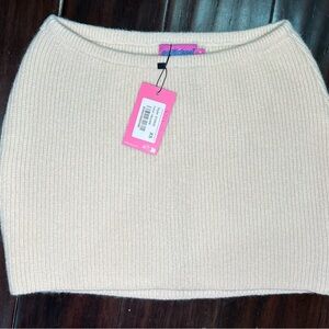 Edikted Butter Yellow Knit Mini Skirt